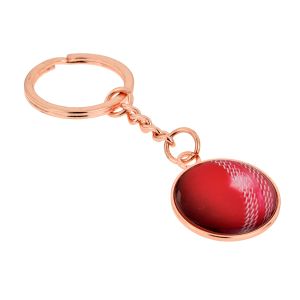 Cricket Ball Design Rose Gold Plated Keyring (engravable)