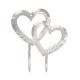 Crystal Decorated Romantic Twin Hearts Cake Topper