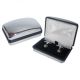 Black Swarovski Pearl Cufflinks in Engravable Chrome Box