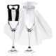 Tux & Wedding Dress Champagne Glass Covers (UK)