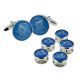 Blue & Silver Enamelled Masonic Cufflinks & 5 Button Stud Set