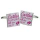 Bespoke Personalised New Baby Girl Details Pink Themed Cufflinks