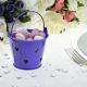 Purple Metal Favour Buckets with Love Hearts Design