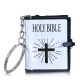 Mini Silver Cover Holy Bible Keyring Presented in Organza Gift Pouch
